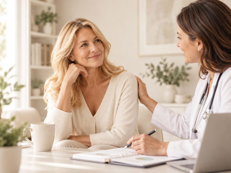 an old woman consulting with the doctor for weight loss